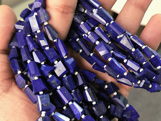 Natural Lapis Lazuli Uneven Faceted Tumble Shape Beads