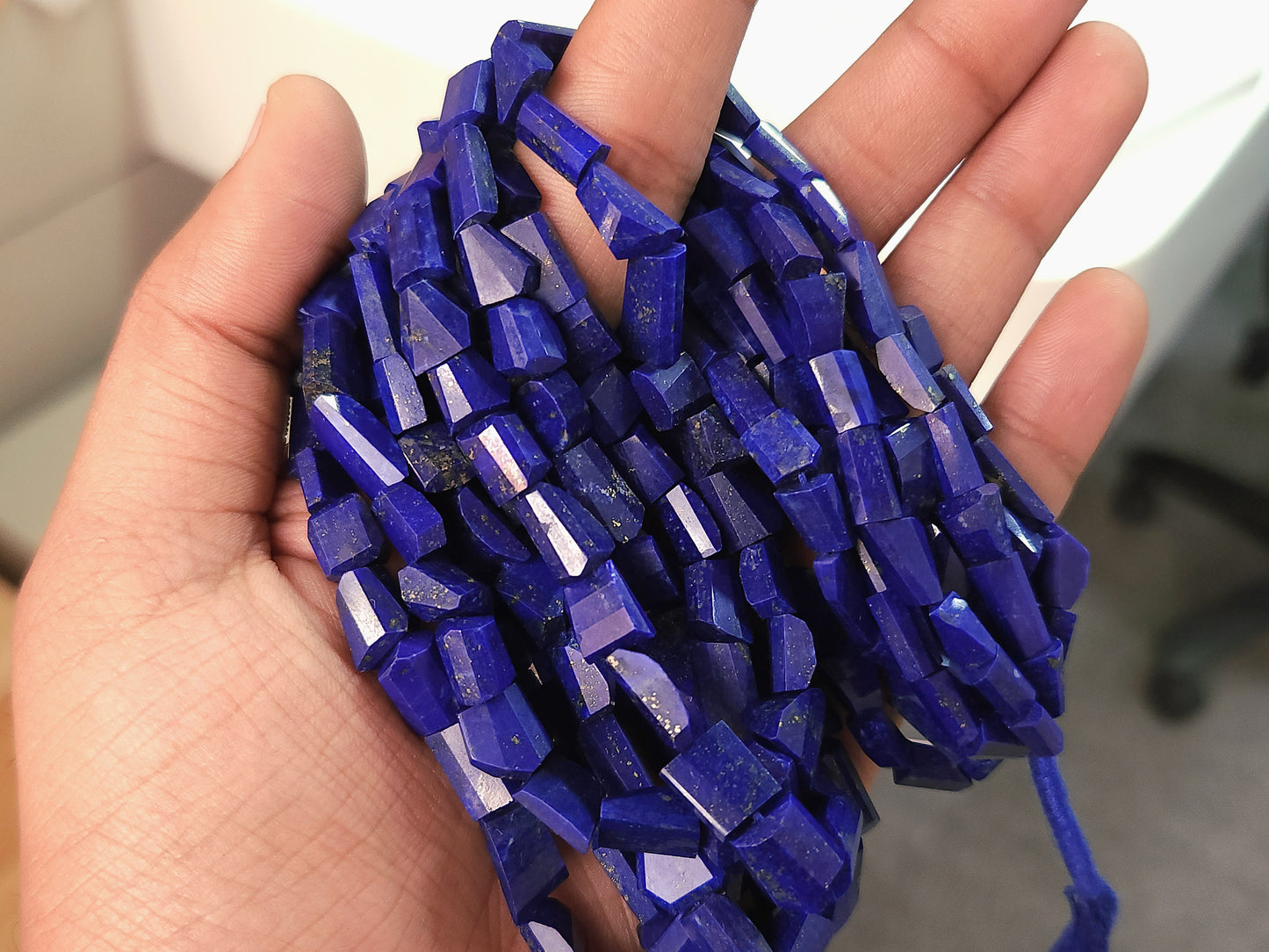 Natural Lapis Lazuli Uneven Faceted Tumble Shape Beads