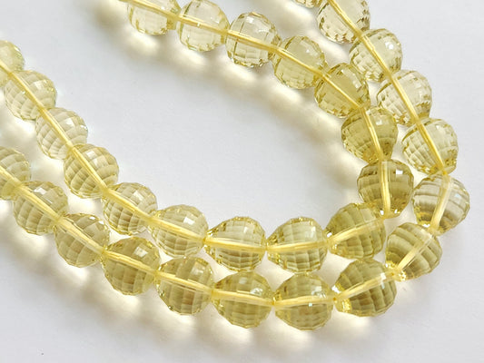 Natural Lemon Quartz Onion Shape Concave Cut Beads