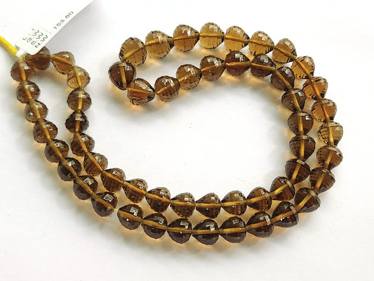 Natural Cognac Quartz Onion Shape Concave Cut Beads
