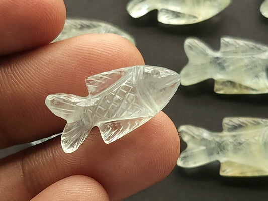 Natural Aquamarine Gemstone Hand-Carved Fishes