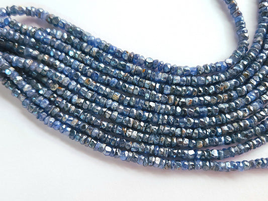 Natural Kyanite Coated Faceted Uneven Shape Beads