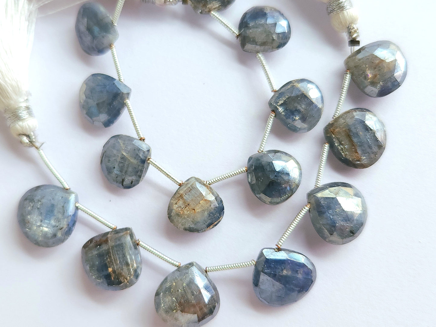 Natural Kyanite Coated Heart Shape Faceted Beads