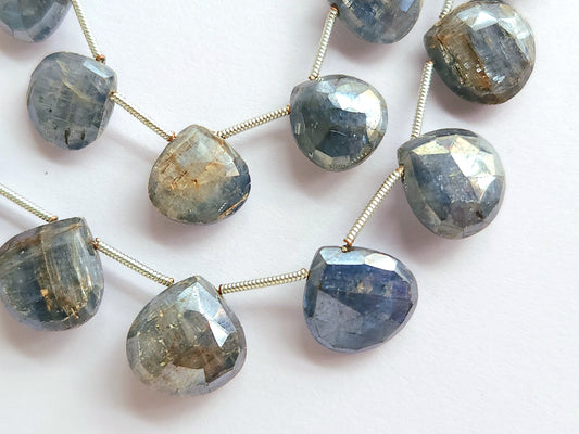 Natural Kyanite Coated Heart Shape Faceted Beads