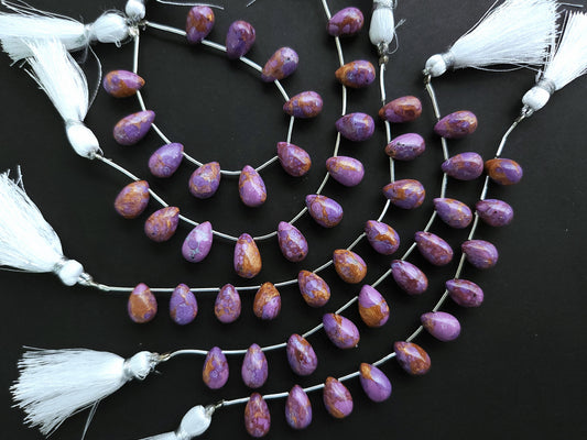 Purple Copper Turquoise Gemstone Smooth Drop Beads