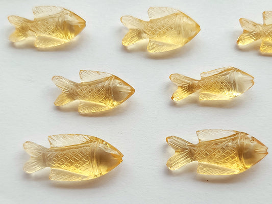 Natural Citrine Gemstone Hand-Carved Fishes