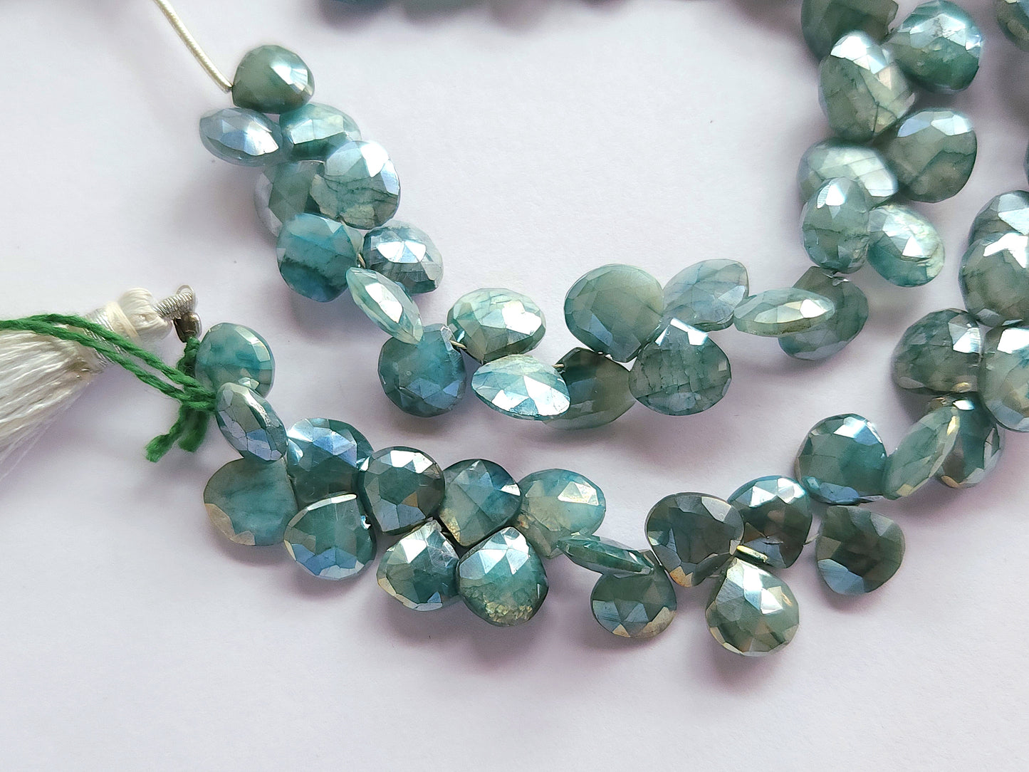Blue Moonstone Coated Heart Shape Beads