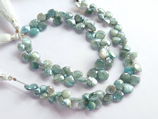 Blue Moonstone Coated Heart Shape Beads