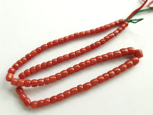 AAA Natural Italian Coral Barrel Shape Beads