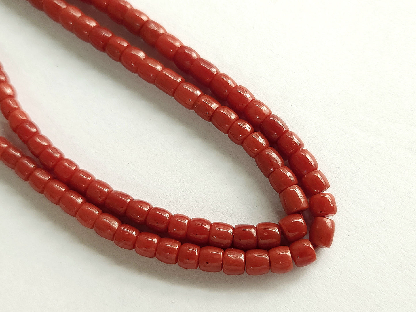 AAA Natural Italian Coral Barrel Shape Beads