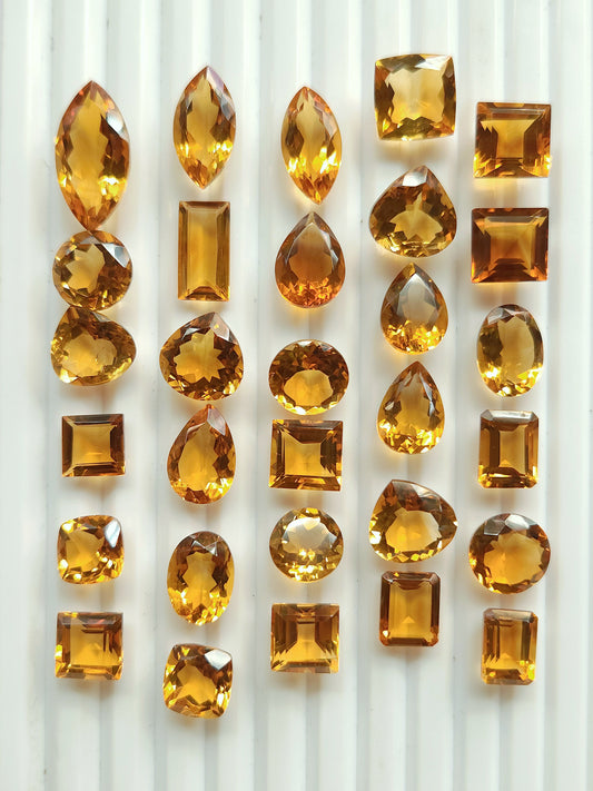 AAA Natural Citrine (Brandy) Gemstone Loose Cut Stone Lot