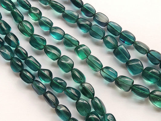 Natural Greenish Blue Fluorite Smooth Tumble / Nuggets Shape Beads