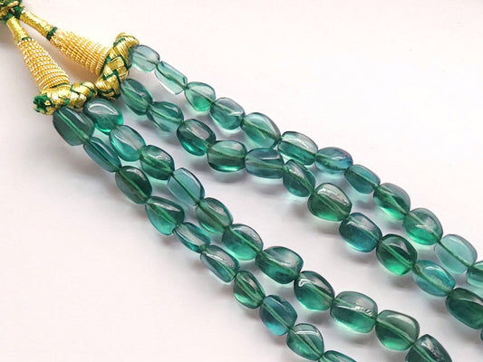 Natural Greenish Blue Fluorite Smooth Tumble / Nuggets Shape Beads