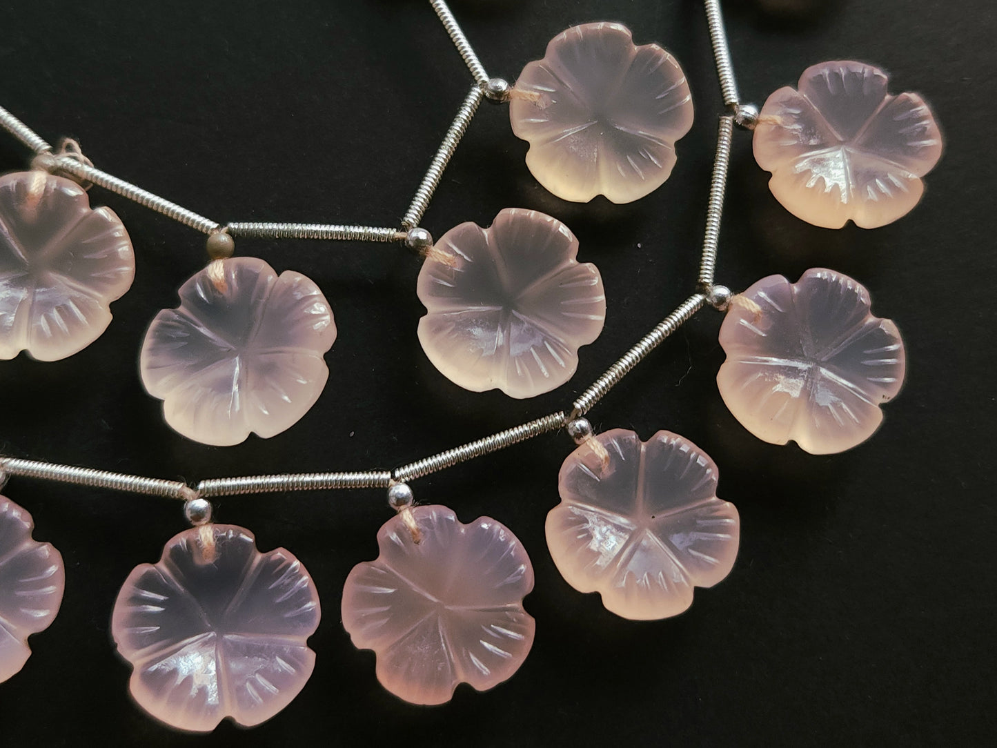 Peach Onyx Carved Flower Beads 15x15 MM