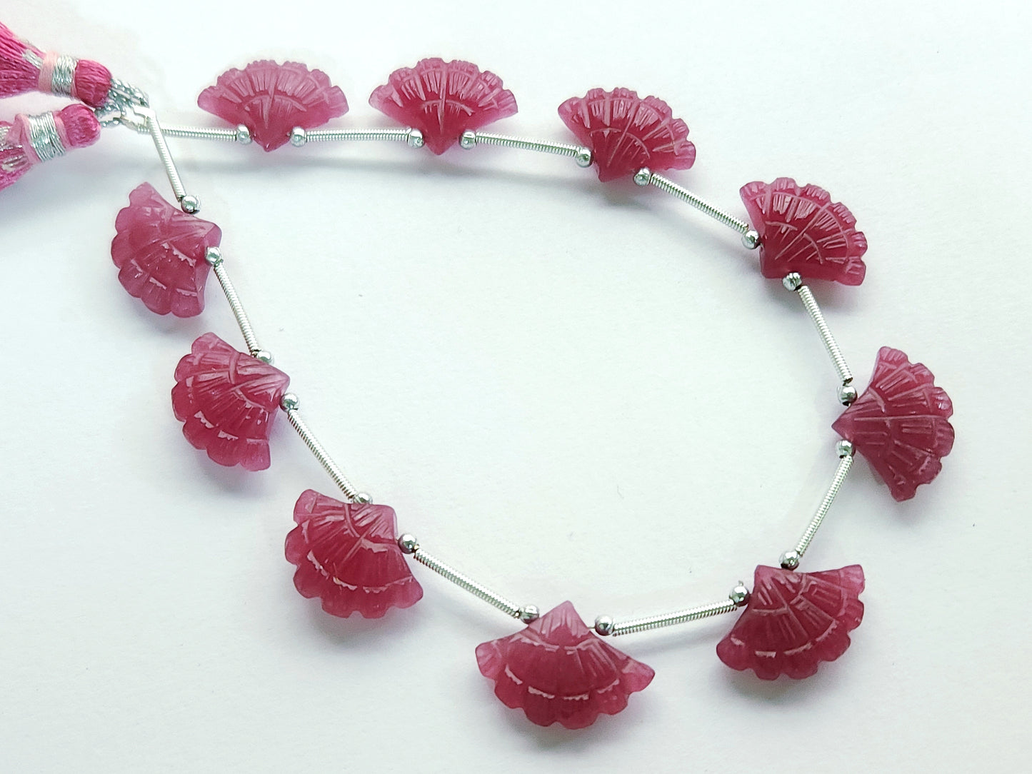 Fuchsia Pink Quartzite Fancy Carved Beads