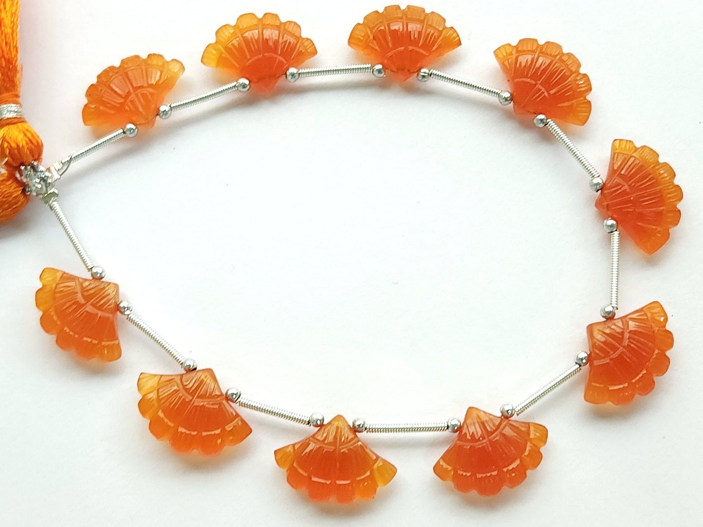 Orange Quartzite Fancy Carved Beads