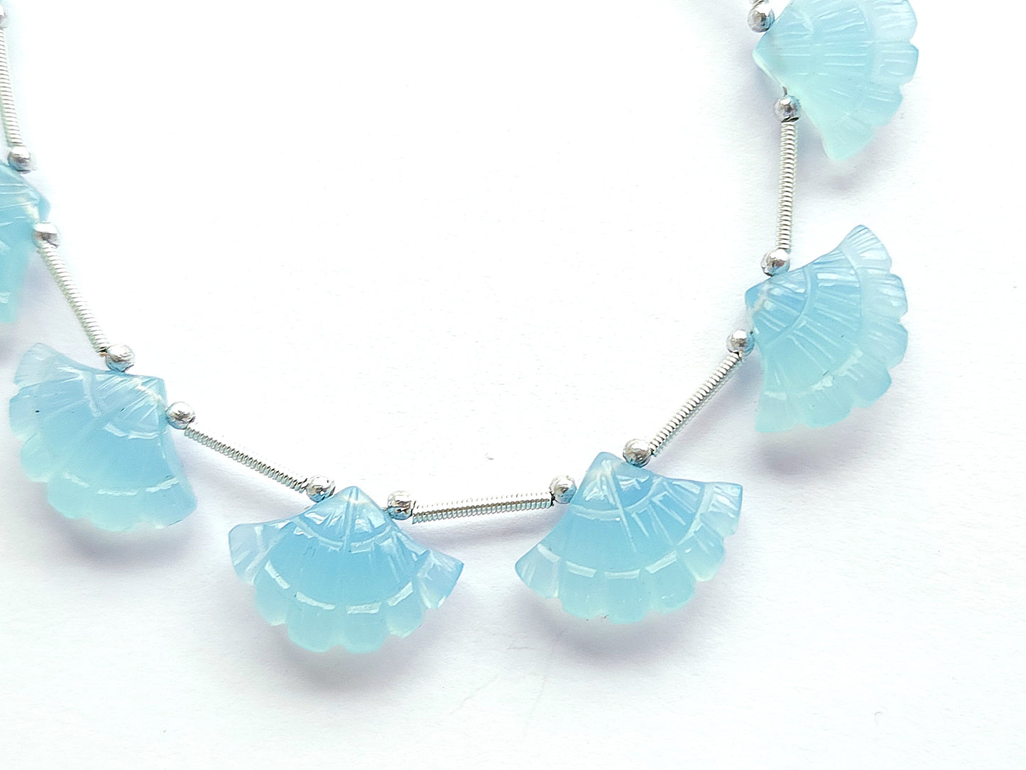 Aqua Blue Quartzite Fancy Carved Beads