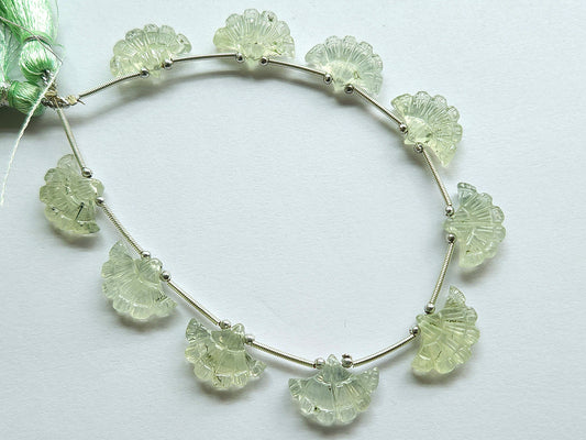 Natural Green Prehnite Fancy carved beads