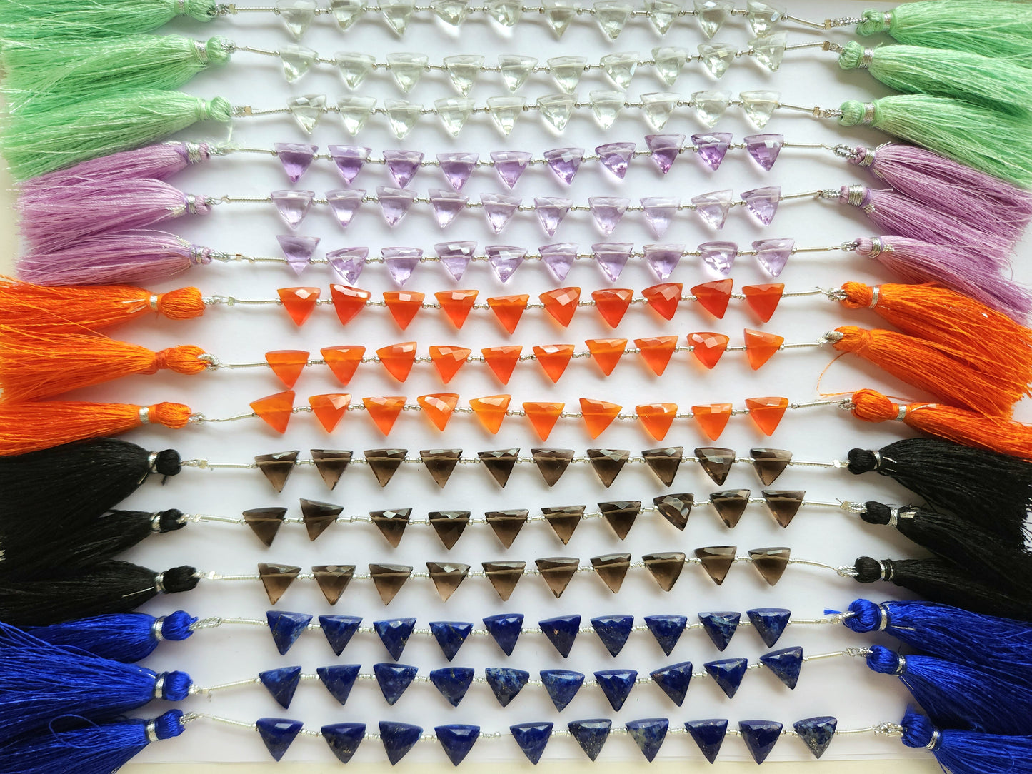 10 Pieces | Natural Gemstone Faceted Briolette Triangle Beads 10x10MM | Triangle Cut Beads