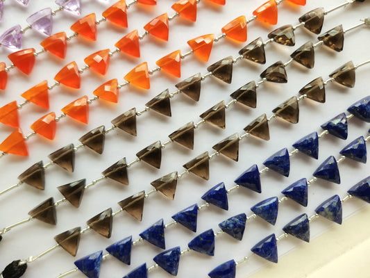10 Pieces | Natural Gemstone Faceted Briolette Triangle Beads 10x10MM | Triangle Cut Beads