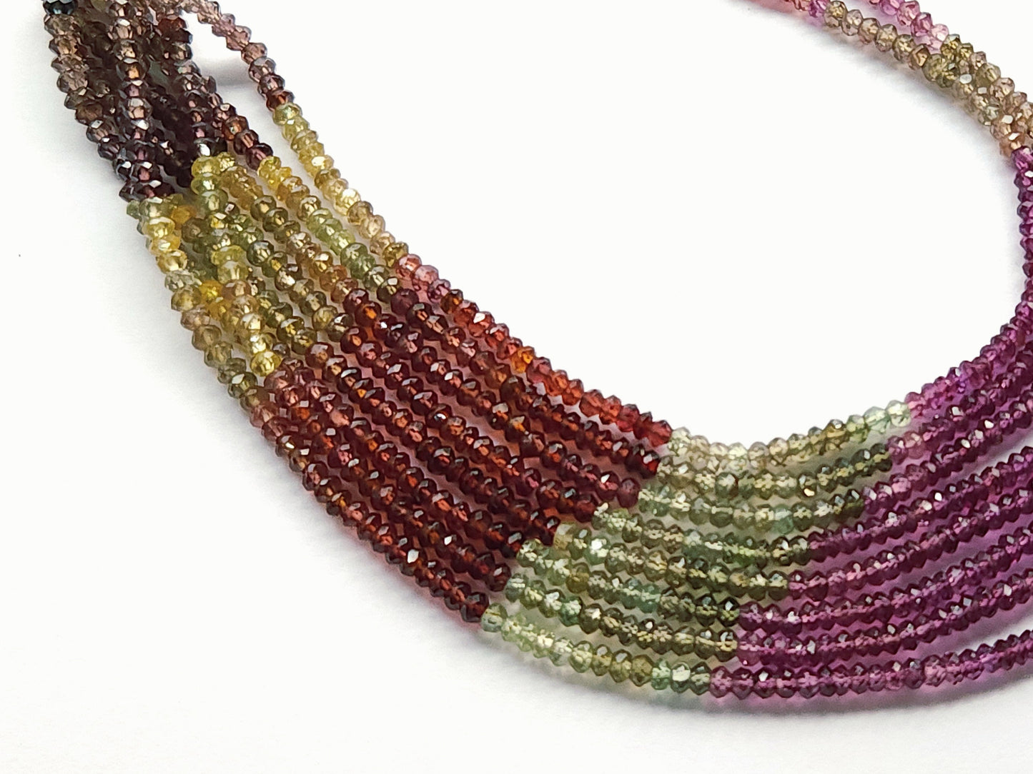 Natural Multi Garnet Gemstone Faceted Rondelle Shape Beads
