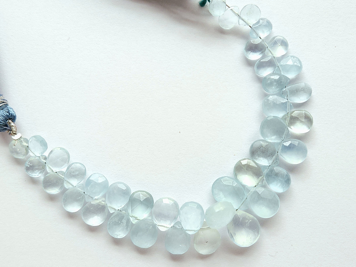 Natural Aquamarine Faceted Pear Briolette Beads