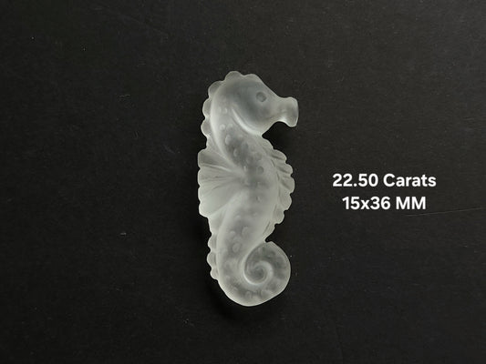 Natural Crystal Quartz Frost Carved Seahorse