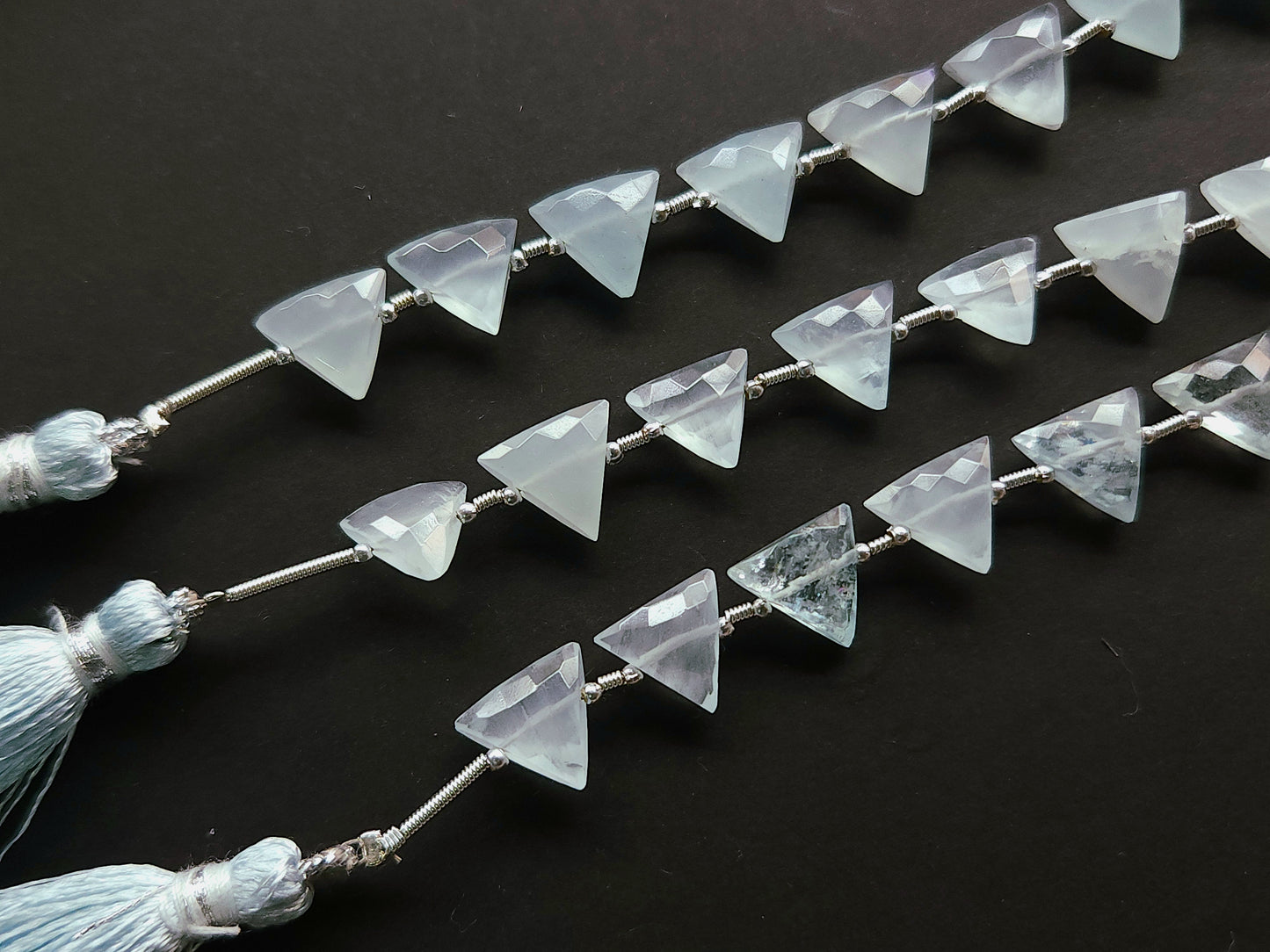 10 Pieces | Natural Aquamarine Faceted Briolette Triangle Beads