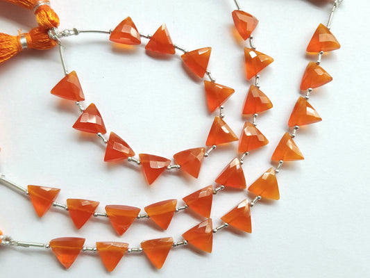 10 Pieces | Natural Carnelian Faceted Briolette Triangle Beads