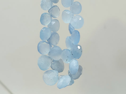 Natural Aquamarine Faceted Heart Shape Briolette Beads