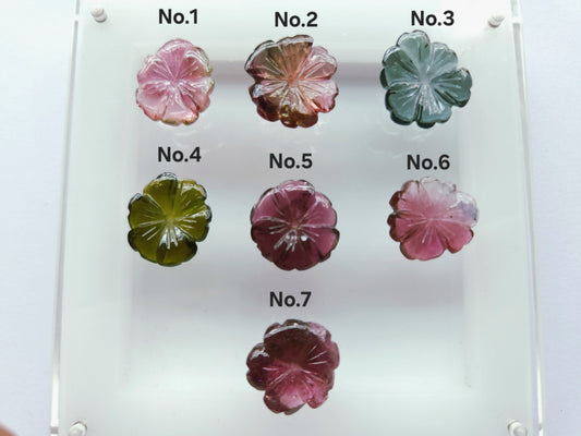 Natural Tourmaline Hand-Carved Flowers For Pendant & Jewelry Making