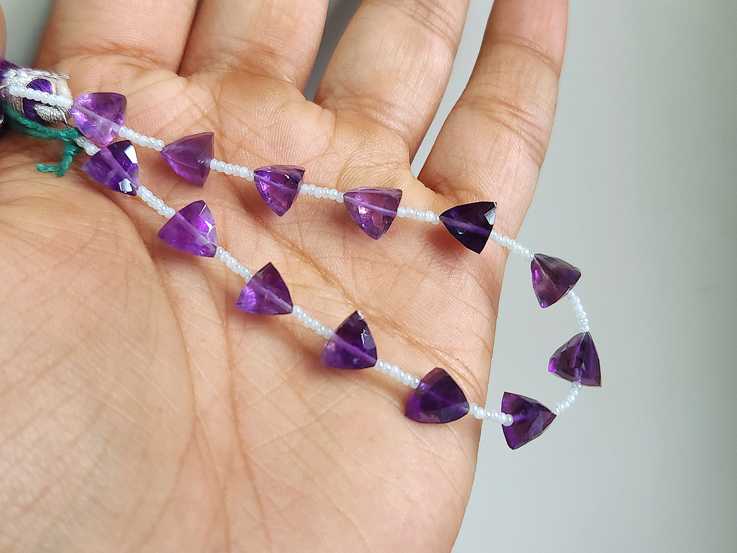 Natural Amethyst 3D Trillion Shape Beads | Faceted Pyramid Gemstone Beads