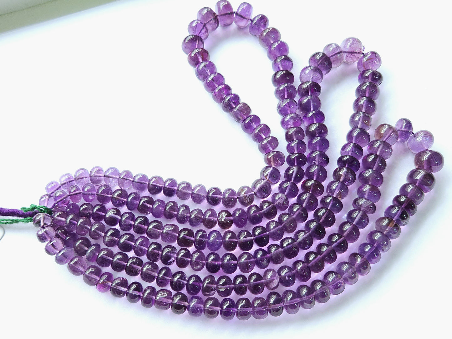 Natural Amethyst Smooth Rondelle Beads Necklace | 8 To 12 MM