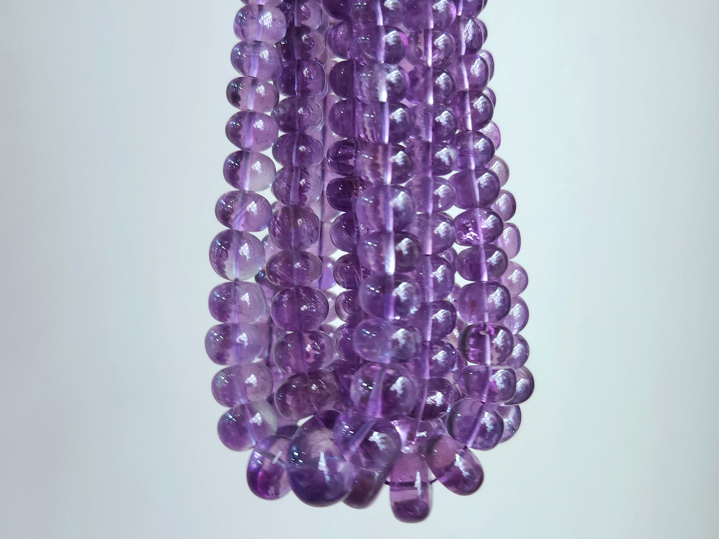 Natural Amethyst Smooth Rondelle Beads Necklace | 7 To 11 MM