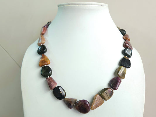 Natural Multi Tourmaline Smooth Nugget Beads | Tumble Shape Gemstone Beads | 19 Inches