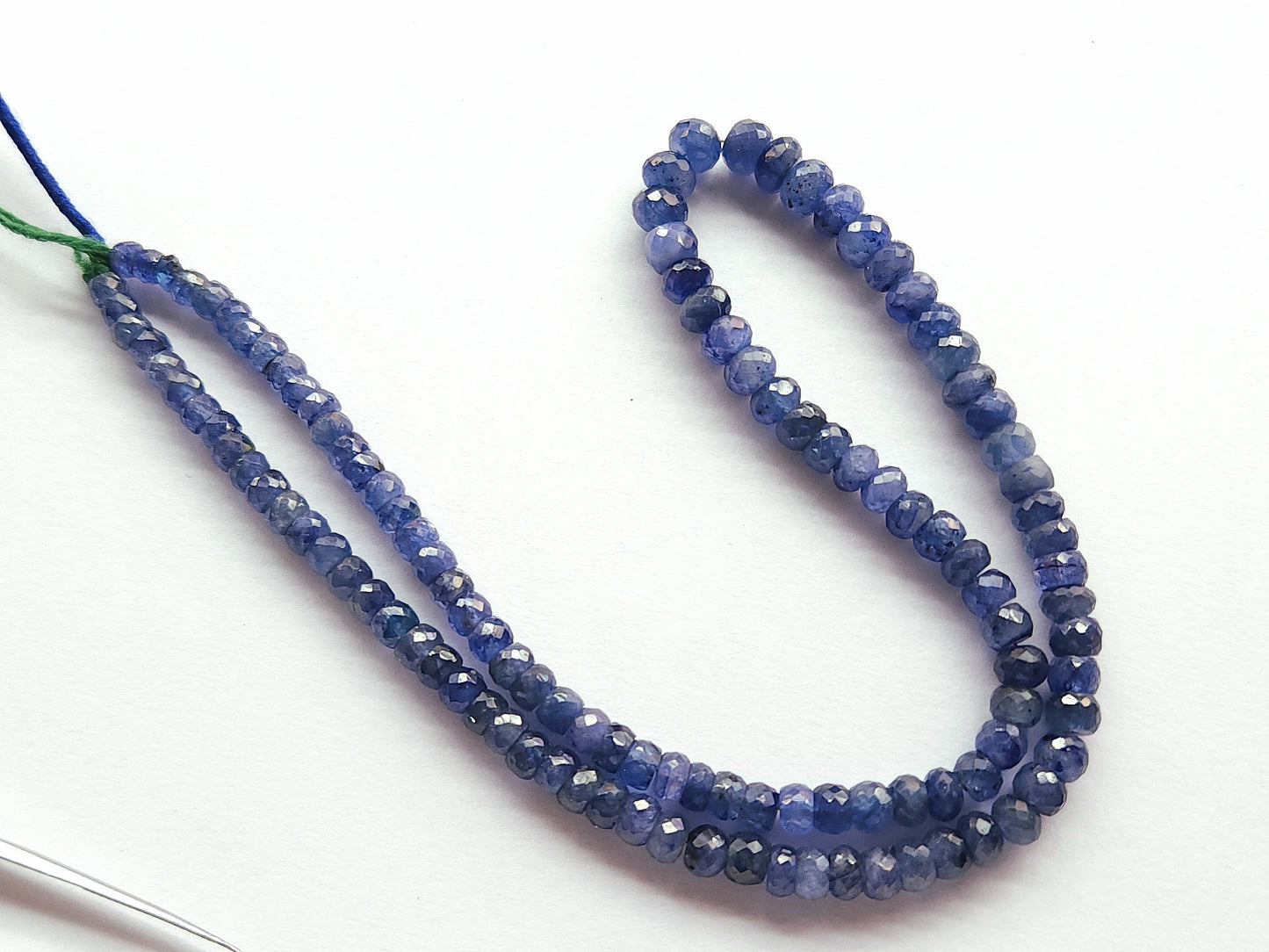 Natural Blue Sapphire Faceted Rondelle Beads | Glass-Filled Blue Sapphire Gemstone Beads