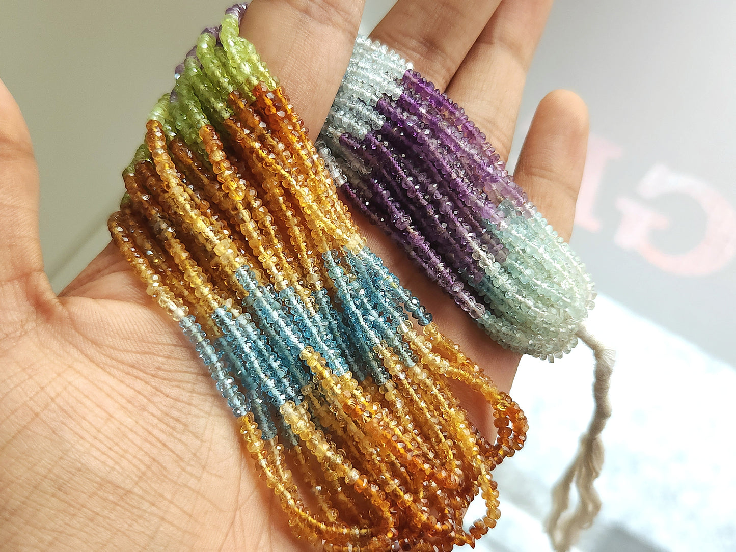 Natural Mix Semi Precious Faceted Rondelle Beads | Multi Gemstone Rondelle Beads