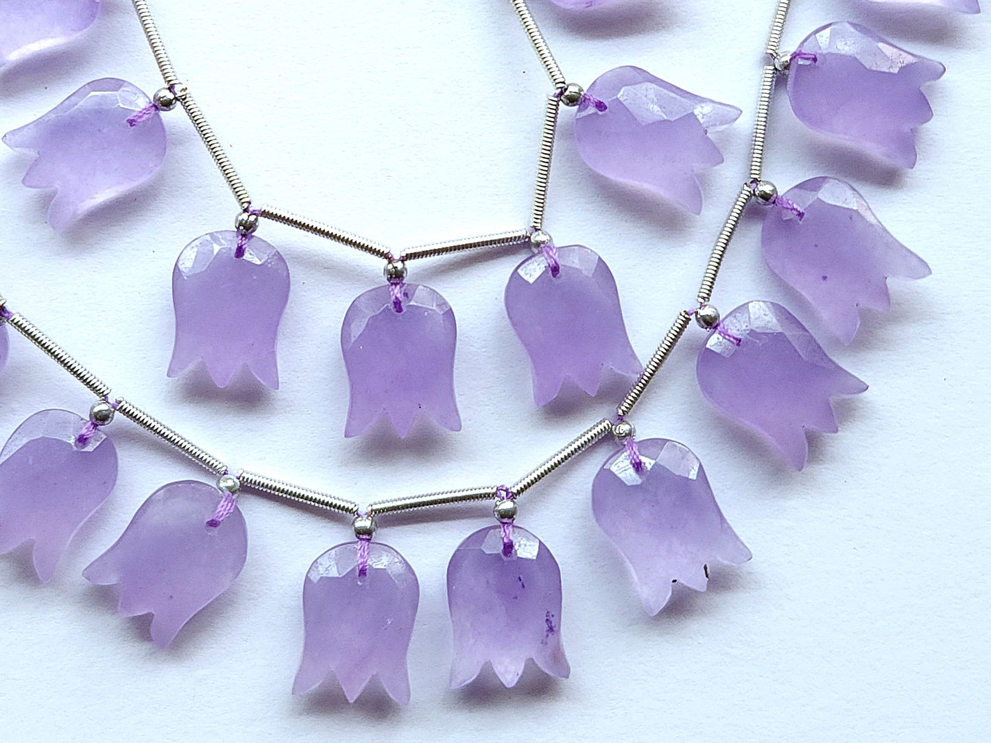 Purple Quartzite Tulip Hammered Faceted Cut Beads | Flower Briolette Beads
