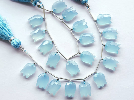 Blue Quartzite Tulip Hammered Faceted Cut Beads | Flower Briolette Beads