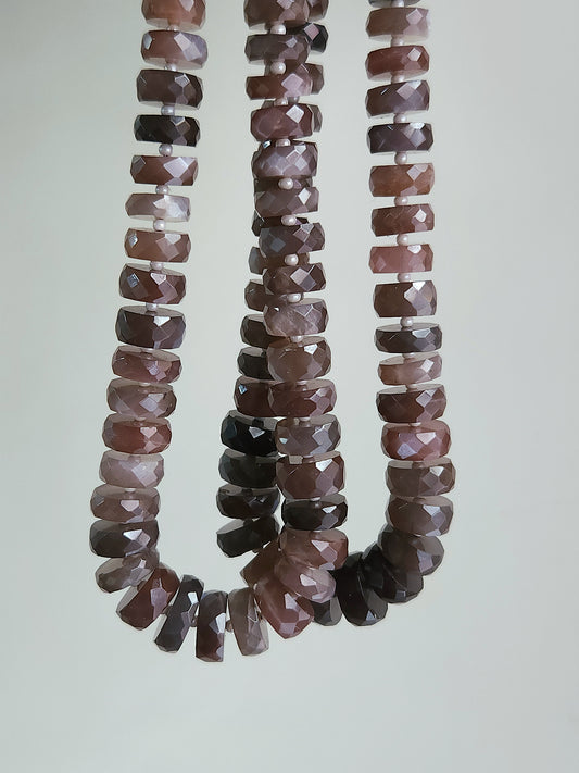 Chocolate Moonstone Faceted Heishi Beads