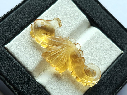 Natural Citrine Carved Sea Horse | Fish Carvings | Matching Pair