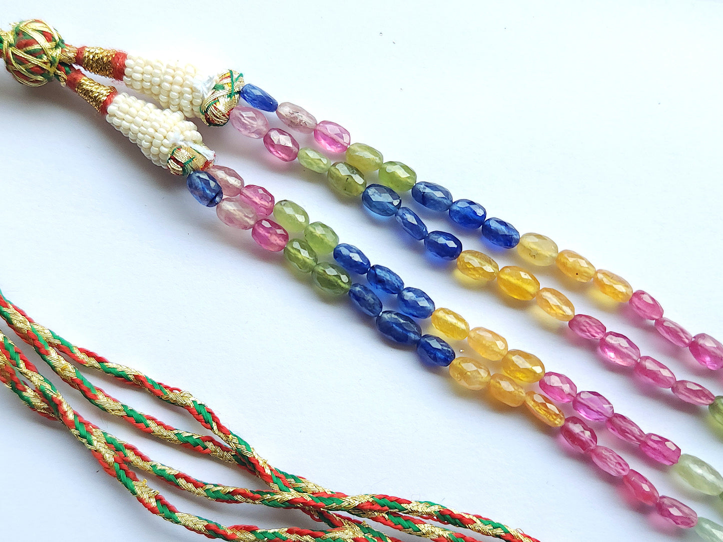 Natural Multi Sapphire Faceted Oval Beads