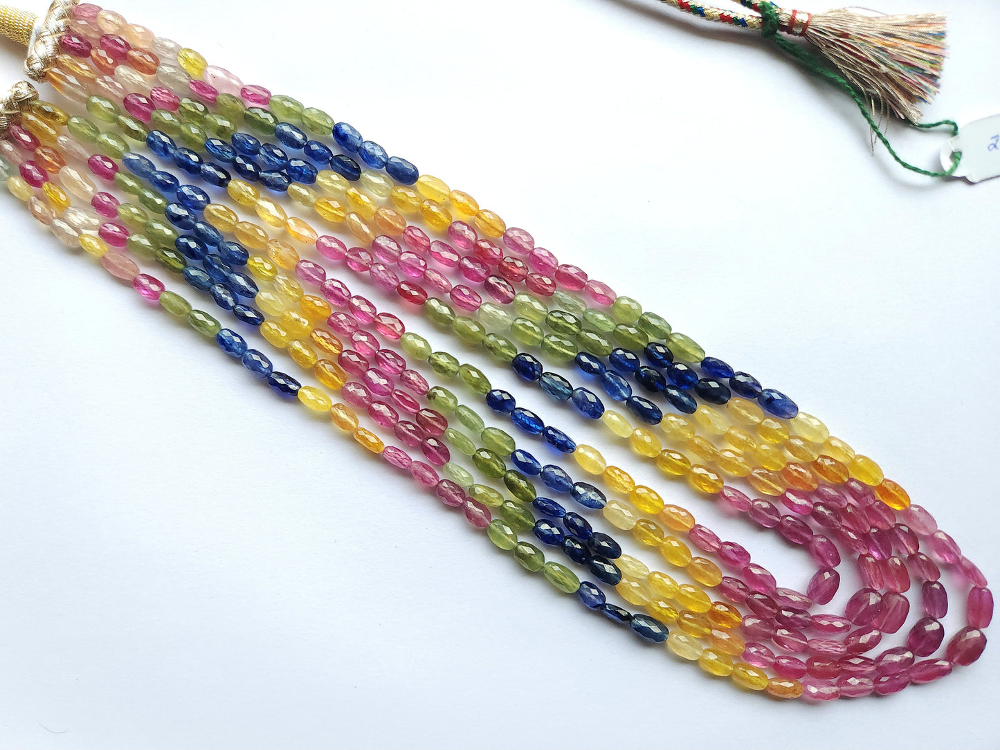 Natural Multi Sapphire Faceted Oval Beads