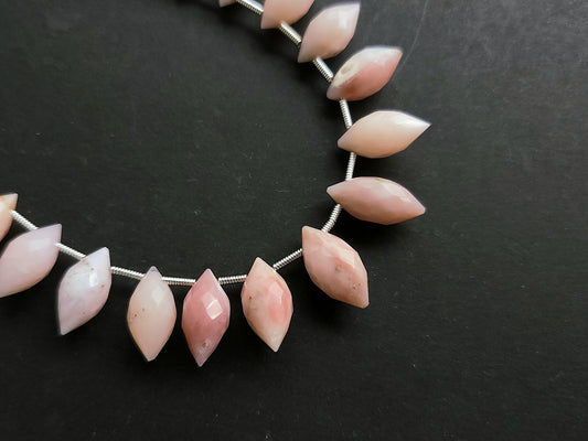 Natural Peruvian Pink Opal Olive Drops | Pink Opal Faceted Drops