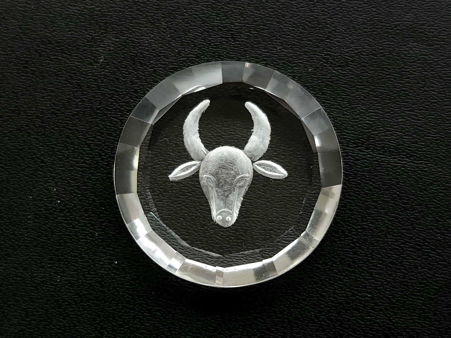 Natural Crystal Quartz Reverse Intaglio/Carving | Taurus Zodiac Sign