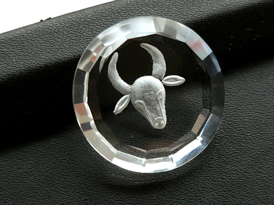Natural Crystal Quartz Reverse Intaglio/Carving | Taurus Zodiac Sign