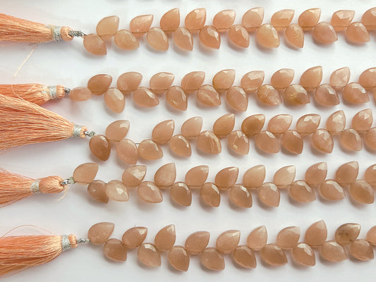 Natural Peach Moonstone Pear Faceted Briolette Beads | Tulip Flower Buds