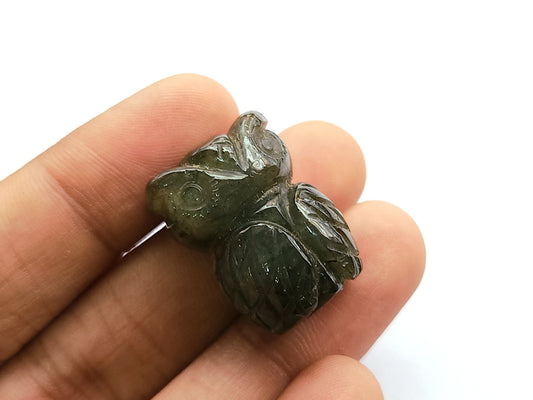Natural Labradorite Carved Owl Figurine Gemstone