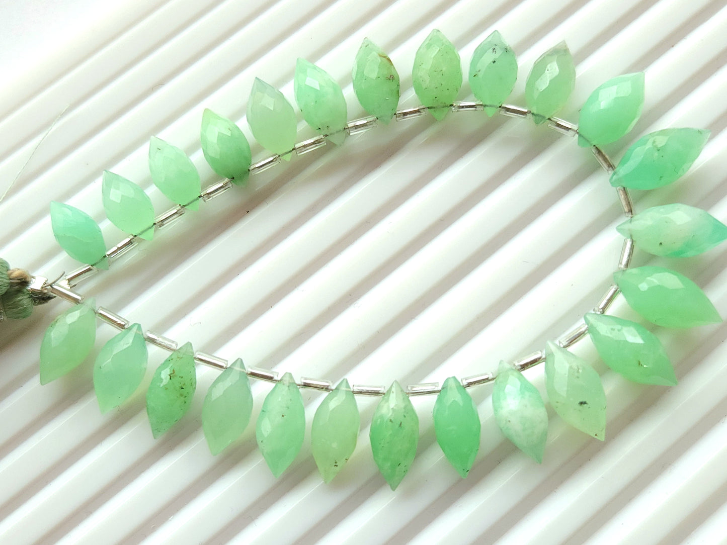 Natural Chrysoprase Olive Faceted Drops