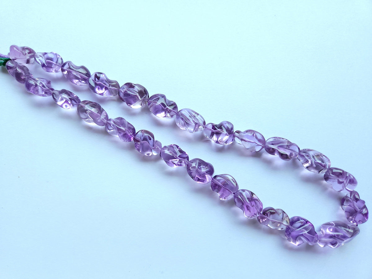 Natural Pink Amethyst Smooth Twisted Tumble Beads